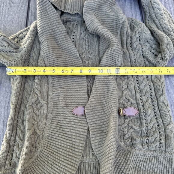 Talbots Women Green Cardigan Cable Sweater Size Small - Picture 6 of 8